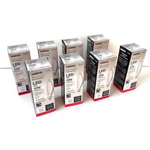 Satco 40W LED Candelabra Light Bulbs S11302 Satin Spun Finish - 8 Bulbs - New